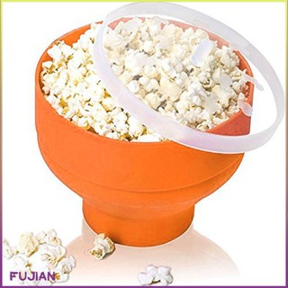 Microwave Foldable Popcorn Bucket Silicone Bowl Creative High Temperature Resistant Large Covered [B/9]