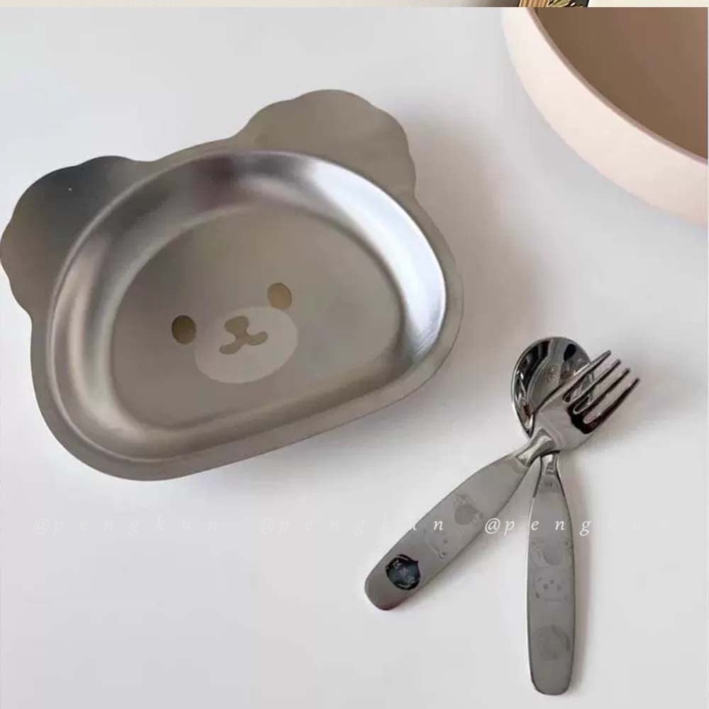 Đĩa Ăn Bằng Thép Không Gỉ 304 Dày Dặn Chống Sốc In Họa Tiết Hoạt Hình Dễ Thương Cho Bé