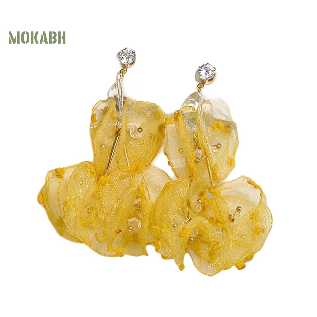 1 Đôi Bông Tai Handmade Họa Tiết Hoa Tinh Tế Chống Mài Mòn Cho Nữ