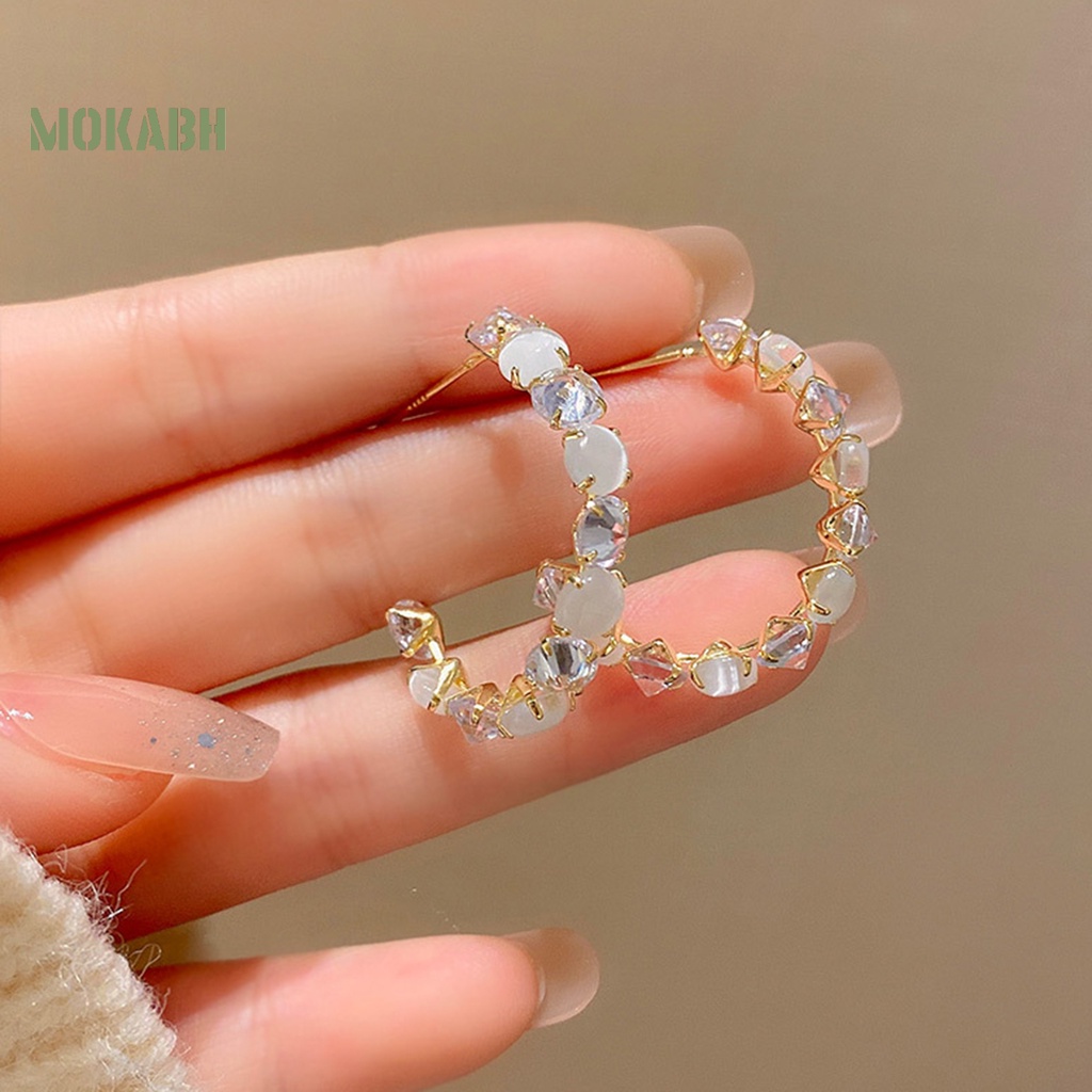 1 Đôi Bông Tai Tròn Đính Đá Zircon Phong Cách Hàn Quốc Thời Trang Dành Cho Nữ