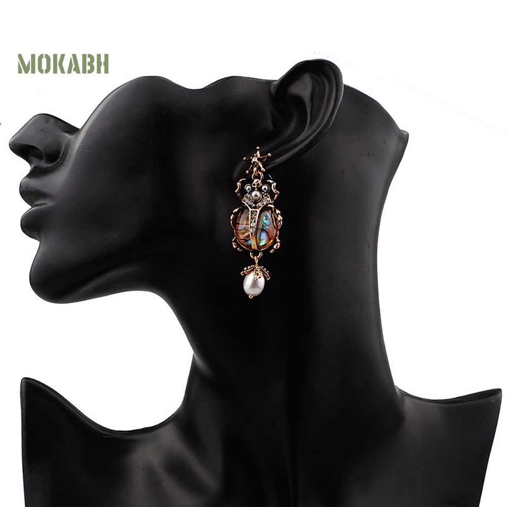 Bông Tai Hình Bọ Rùa Đính Ngọc Trai Giả Thời Trang Dành Cho Nữ