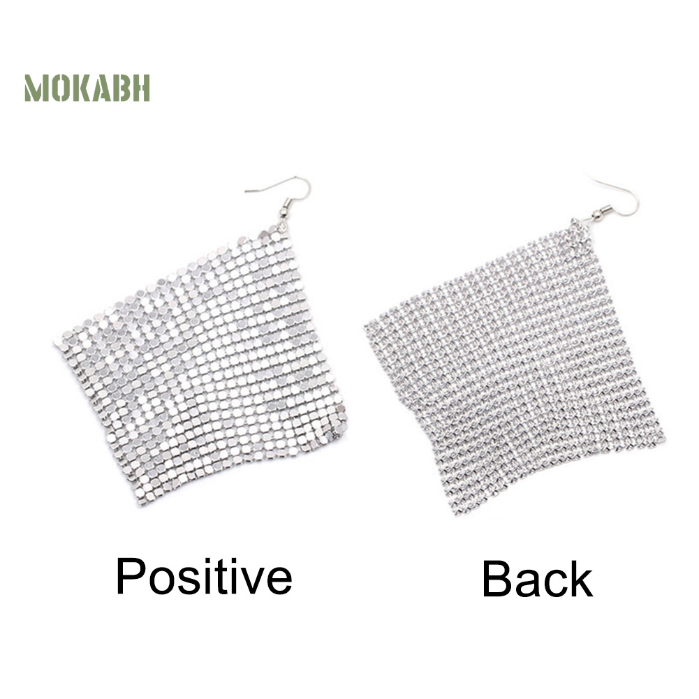 Bông Tai Hình Vuông Đính Kim Sa Tua Rua Thời Trang Cho Nữ