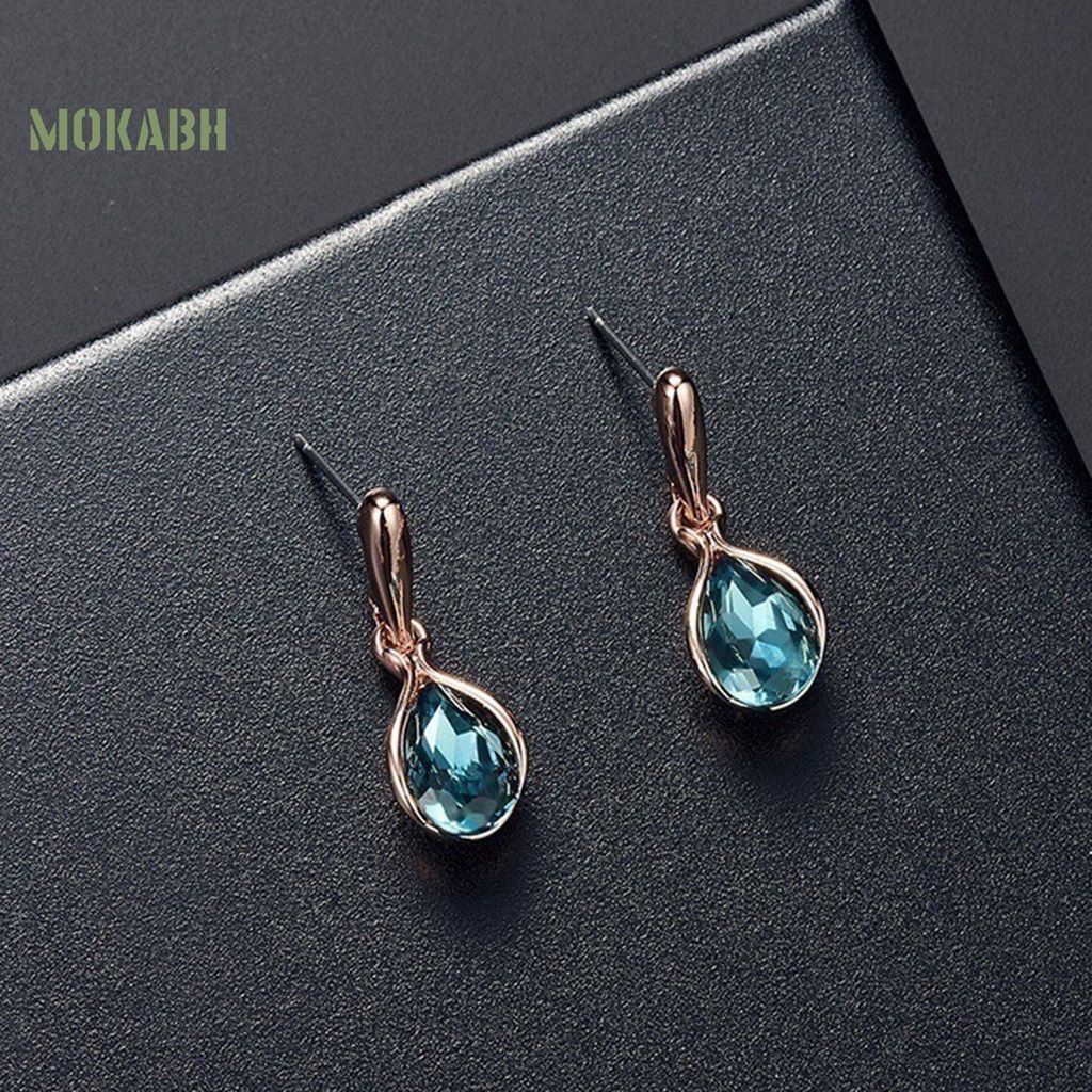 1 Bộ Vòng cổ + Bông Tai Hình Học Đính Đá Trọng Lượng Nhẹ Lấp Lánh Thời Trang Cho Nữ