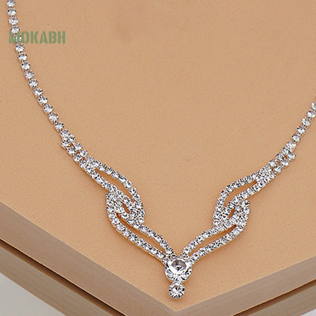 Bộ Trang Sức 2 Món Gồm Vòng cổ / Bông Tai Nhiều Lớp Đính Đá Sang Trọng Cho Nữ