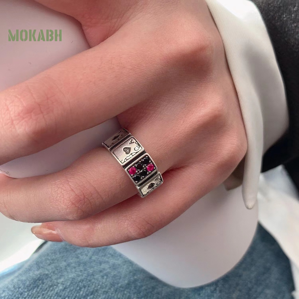 [Mới] Nhẫn Hở Đính Đá Zircon Kiểu Vintage Có Thể Điều Chỉnh Kích Thước