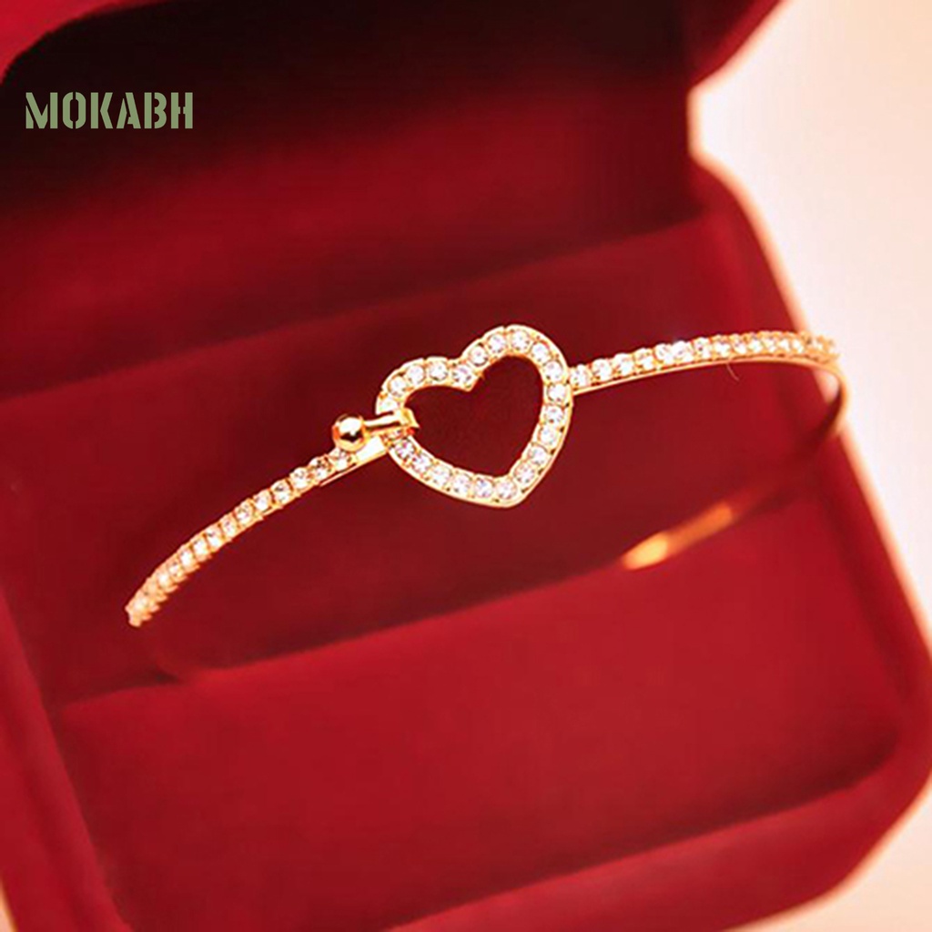 (Hot) Vòng Tay HợP Kim ĐíNh Đá HìNh Tim Sang TrọNg