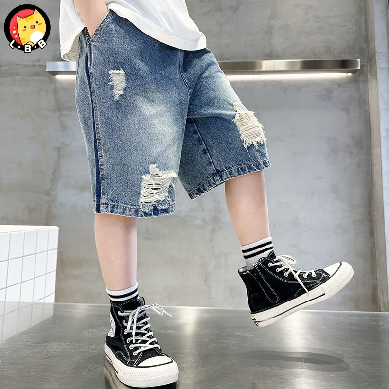 Quần Short Denim Dáng Rộng Phong Cách Thời Trang Mùa Hè Mới Cho Bé Trai 3-5 - 8-10 - 12-13 Tuổi