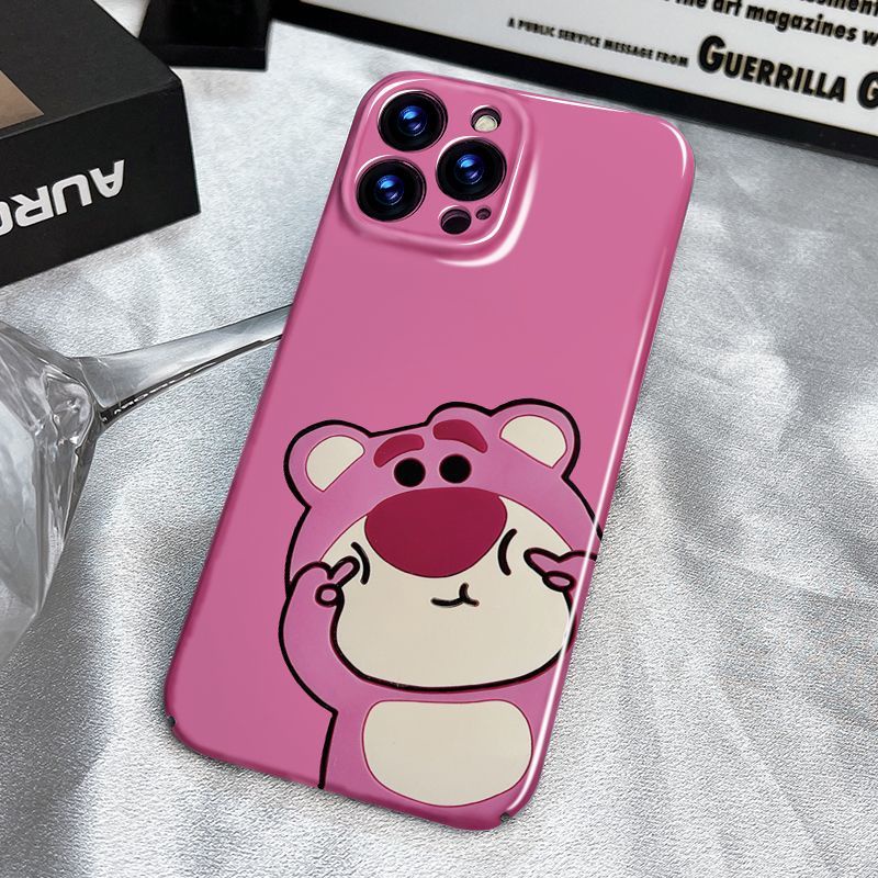 Ốp Điện Thoại Cứng Họa Tiết Gấu Và Dâu Tây Dễ Thương Cho Iphone 13 / xr8 11 XS 14Promax / plus12 / T2IH