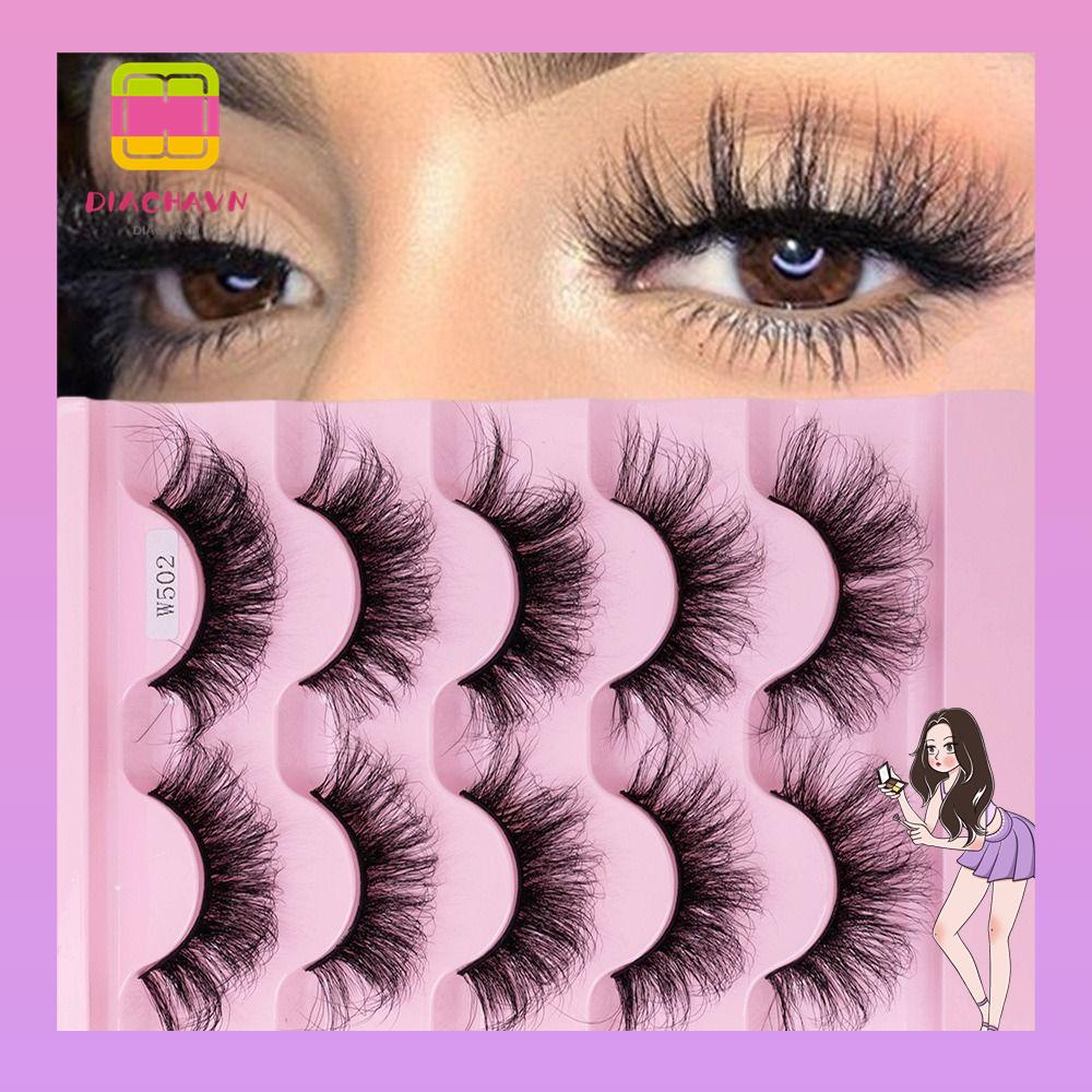 Set 5 Cặp Lông Mi Giả Dày Dài Handmade Không Cần Dùng Keo Dán Tiện Lợi Dành Cho Trang Điểm Mắt
