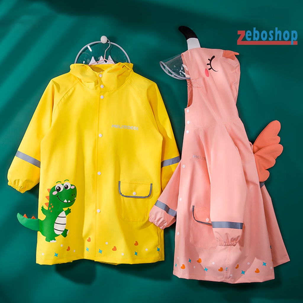 Áo Mưa Nhẹ In Họa Tiết Động Vật Hoạt Hình Chống Nước Có Mũ Trùm Cho Bé Mẫu Giáo