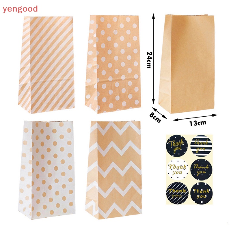 Bộ 5 Túi Giấy Kraft Đựng Bánh Kẹo / Thức Ăn Vặt Trang Trí Tiệc Cưới / Sinh Nhật