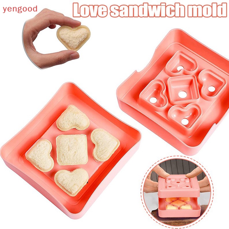 1 Bộ Dụng Cụ Cắt Bánh Sandwich Hình Trái Tim / Vuông Tiện Dụng An Toàn Cho Trường Học