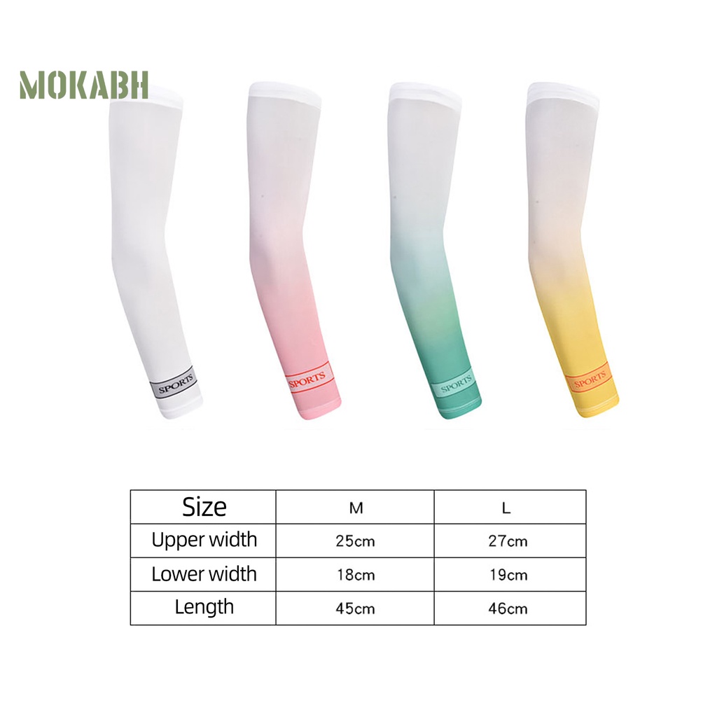 1 Cặp Găng Tay Chống Nắng Bằng Lụa Lạnh Co Giãn Thoáng Khí Màu Sắc Gradient Độc Đáo