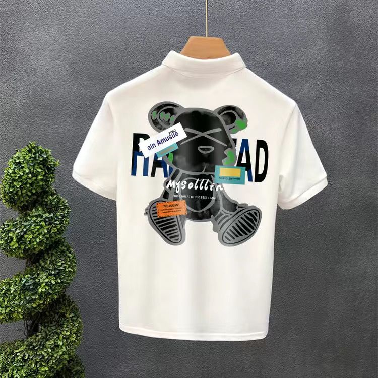 Áo Thun Polo Cotton Tay Ngắn Dáng Rộng Thoáng Khí In Họa Tiết Hoạt Hình Thời Trang Mùa Hè Cho Nam