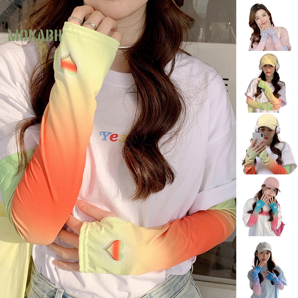 1 Cặp Găng Tay Chống Nắng / Tia UV / Chống Trượt Cách Nhiệt Màu Sắc Tương Phản