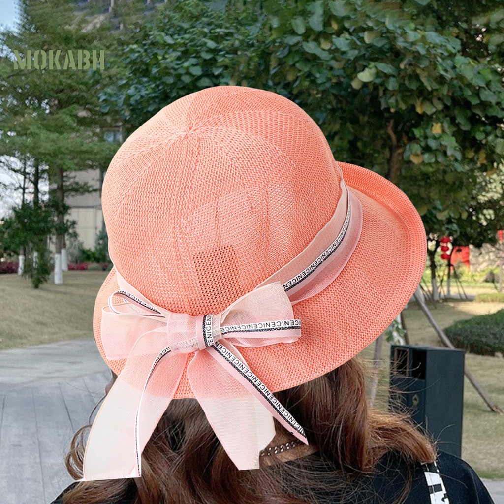 Nón Tai Bèo Vành Tròn Thắt Nơ Ruy Băng Thời Trang Mùa Hè Cho Nữ