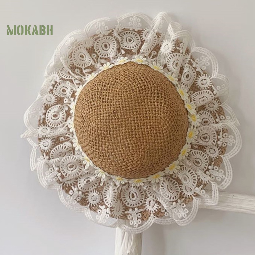 Nón Cối Rộng Vành Thoáng Khí Kèm Dây Đeo Co Giãn Chống Tia UV Thời Trang Mùa Hè Cho Bé Gái