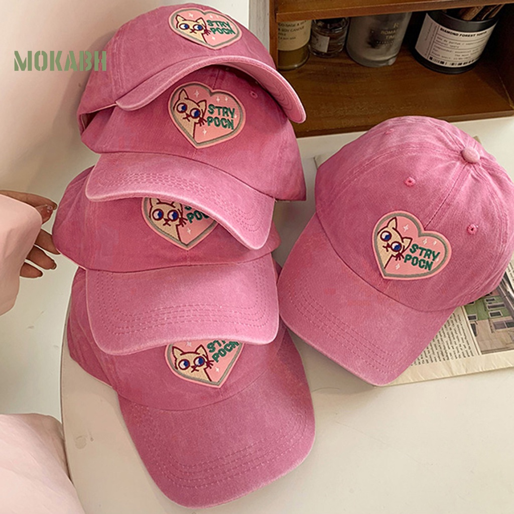 Mũ Lưỡi Trai Thêu Hình Trái Tim Vành Nối Dài Có Thể Điều Chỉnh Thời Trang Cho Nữ