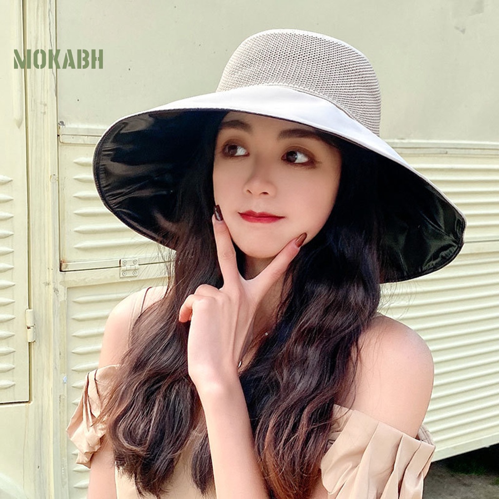 Mũ Vành Tròn Màu Trơn Thoáng Khí Chống Nắng Thời Trang Mùa Hè Cho Nữ
