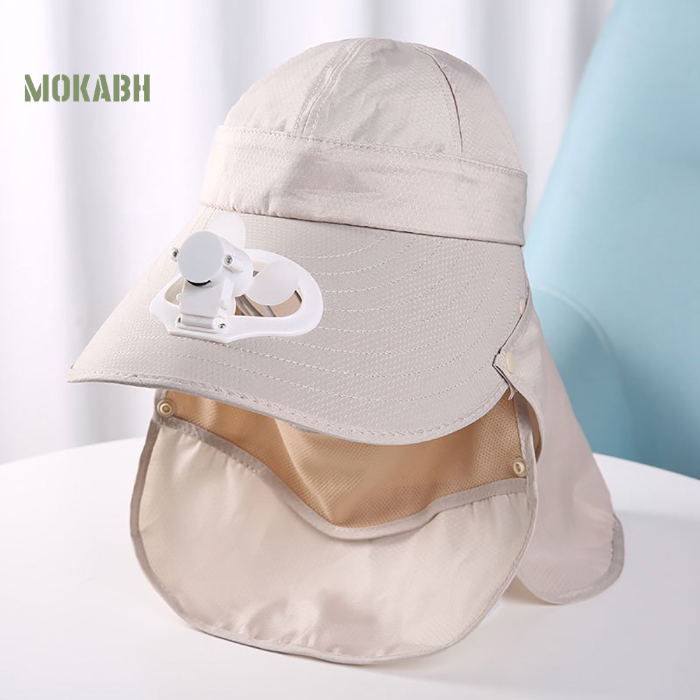 [Mok Abh] Mũ Vành Rộng Chống Nắng Có Quạt Có Thể Tháo Rời Dùng Ở Ngoài Trời