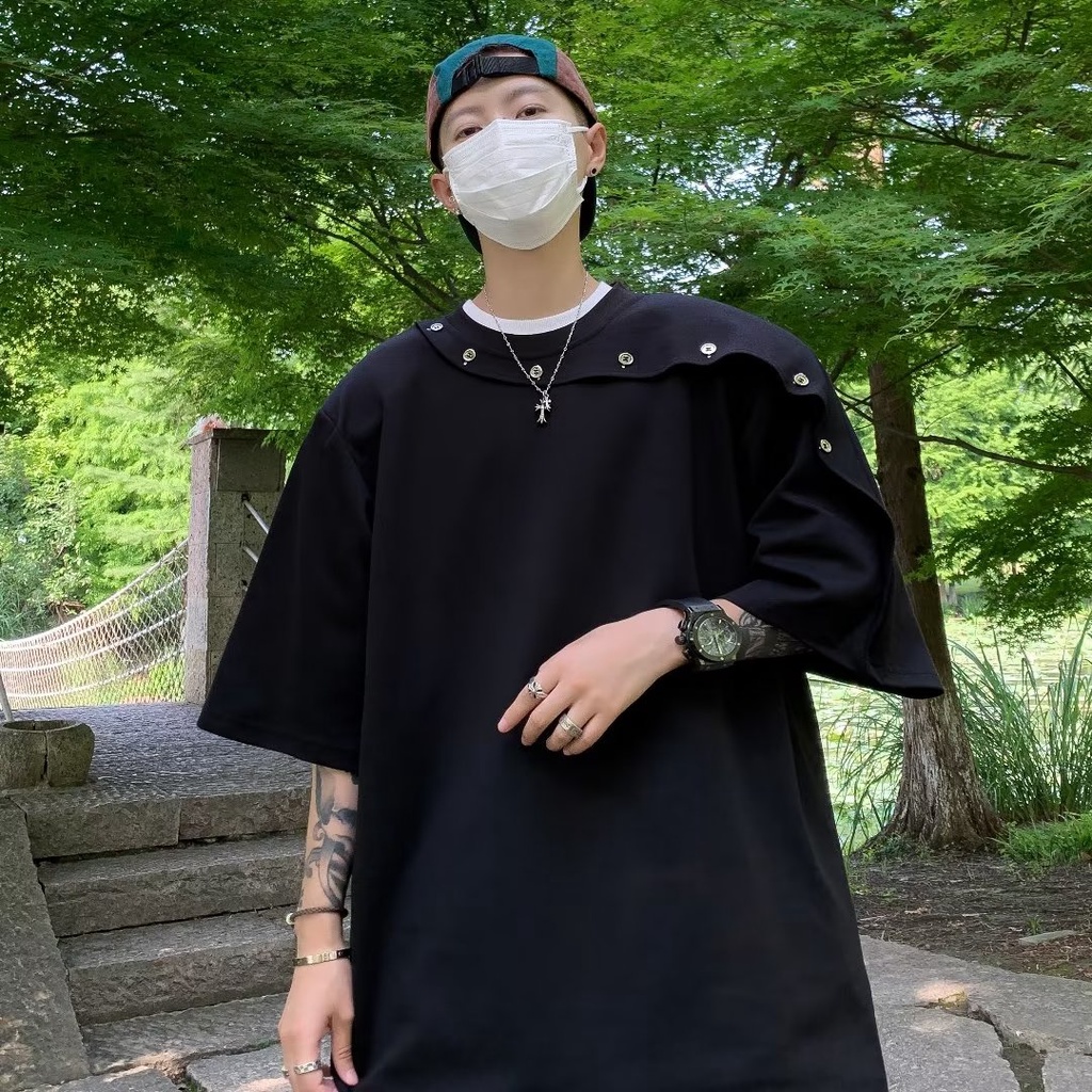 Áo Thun Tay Ngắn Phối Nút Thời Trang Mùa Hè Cao Cấp Cho Nam