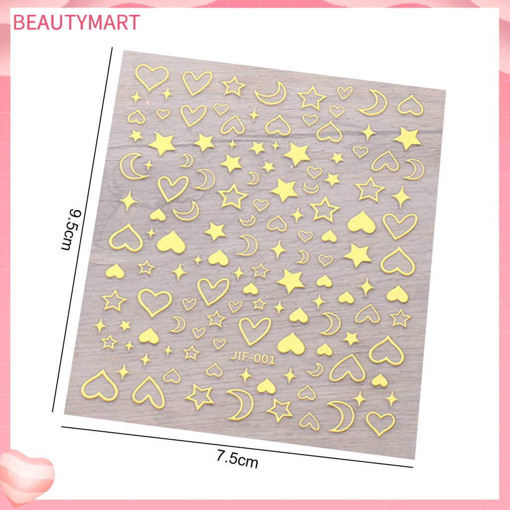Miếng Dán Trang Trí Móng Tay Hình Trăng Sao Trái Tim Tinh Tế