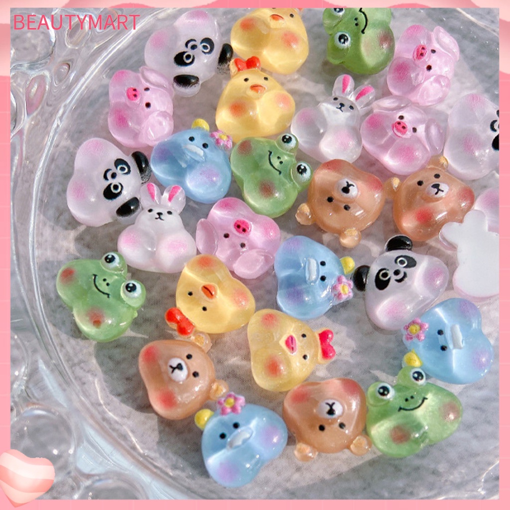 Bộ 10 Phụ Kiện Trang Trí Móng Tay Nghệ Thuật Hình Động Vật Hoạt Hình Ba Chiều Bằng Nhựa Resin