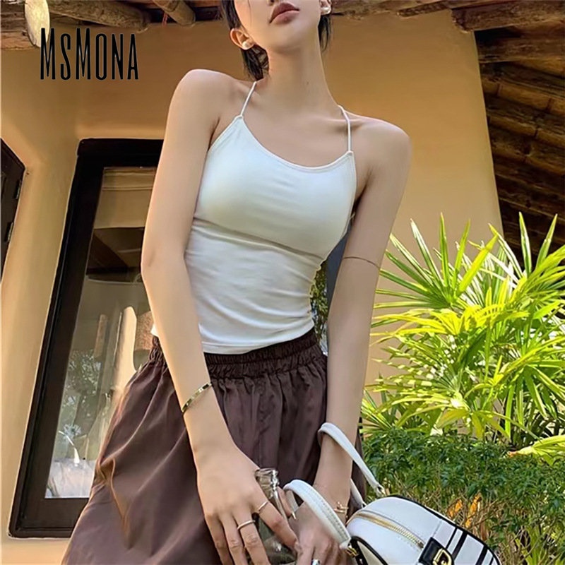 Áo Tank Top Hai Dây Màu Trơn Thời Trang 2023 Quyến Rũ Cho Nữ