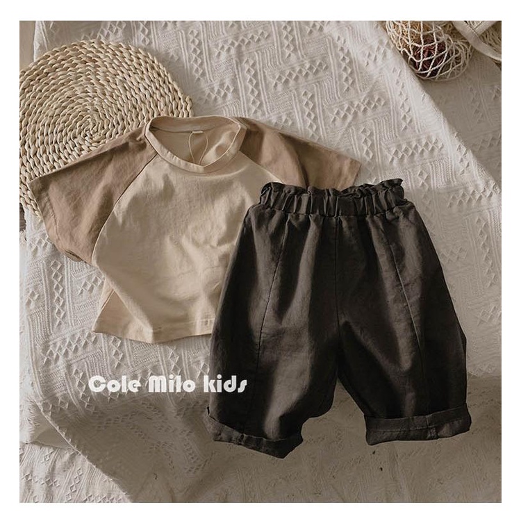 Áo Thun Cotton Ngắn Tay Phối Màu Thời Trang Mùa Hè Cho Bé trẻ em