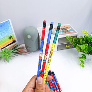 Bút Chì Gỗ 2B Cao Cấp MONDEZ - 1 Chiếc - Thân Bút In Họa Tiết Vui Nhộn, Dùng Cho Bé Tập Viết M10002
