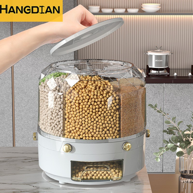 HANGDIAN Thùng Đựng Gạo / Ngũ Cốc Đa Năng Có Nắp Xoay Chống Côn Trùng Chống Ẩm Mốc Tiện Dụng Cho Gia Đình