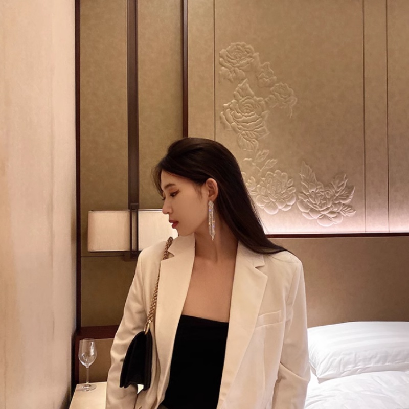 Bông Tai Mạ Bạc 925 Dáng Dài Đính Đá Pha Lê Sang Trọng Cho Nữ