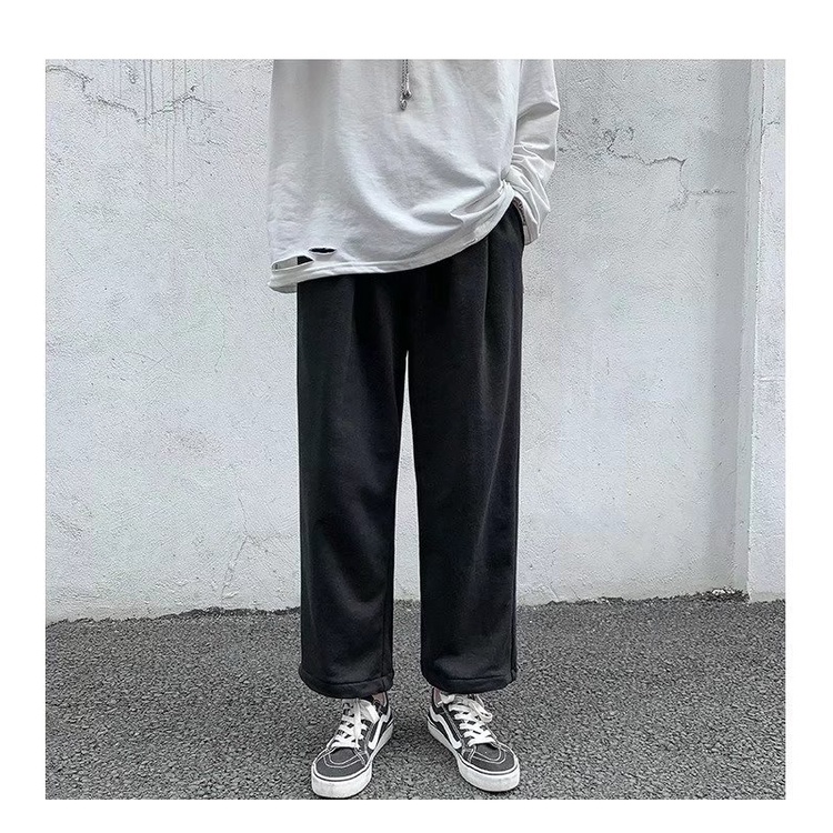 Quần Thể Thao Dây Rút Dáng Rộng Màu Sắc Đơn Giản Thời Trang Xu Hướng Hong Kong Cho Nam