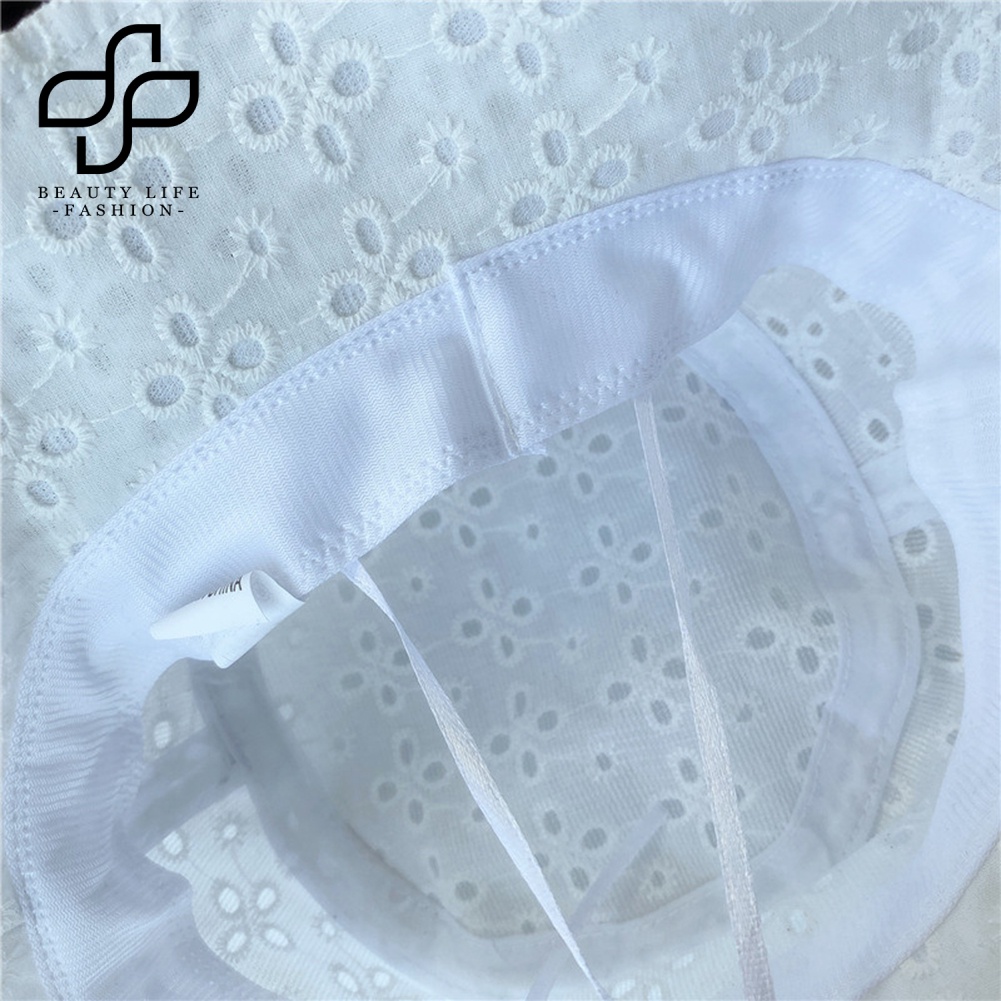 Nón Tai Bèo Phối Ren Thoáng Khí Họa Tiết Hoa Xinh Xắn Cho Bé Gái