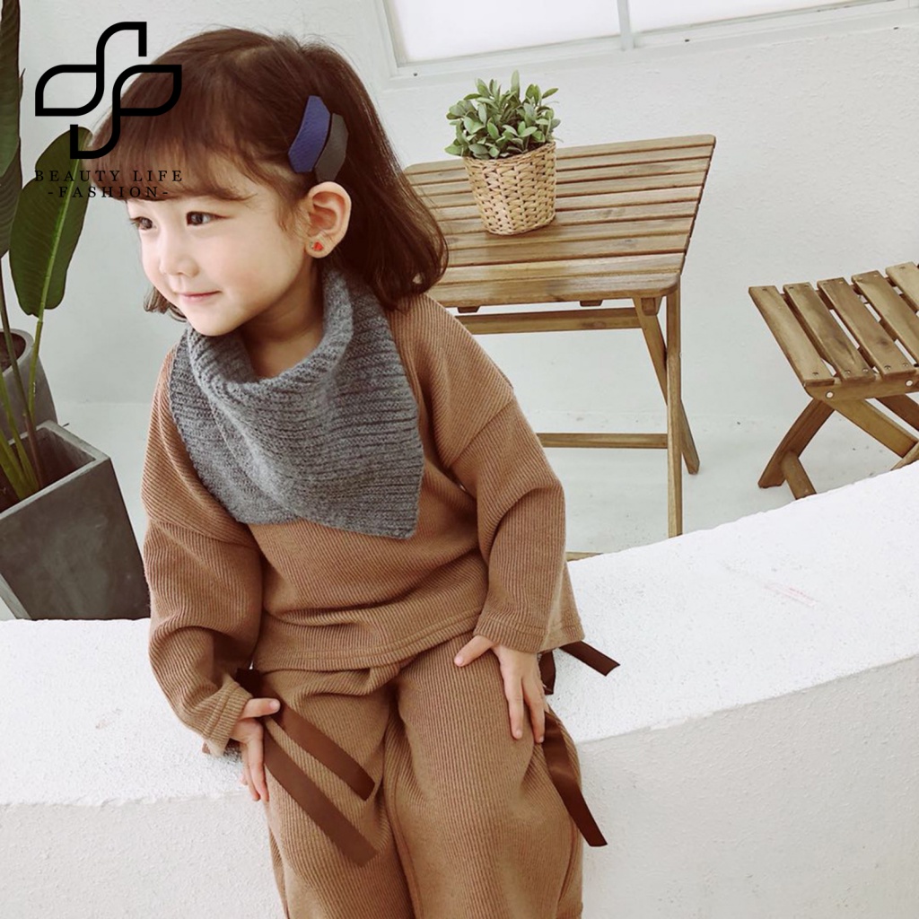 Khăn Choàng Cổ Dệt Kim Màu Sắc Thời Trang Giữ Ấm Cho Bé