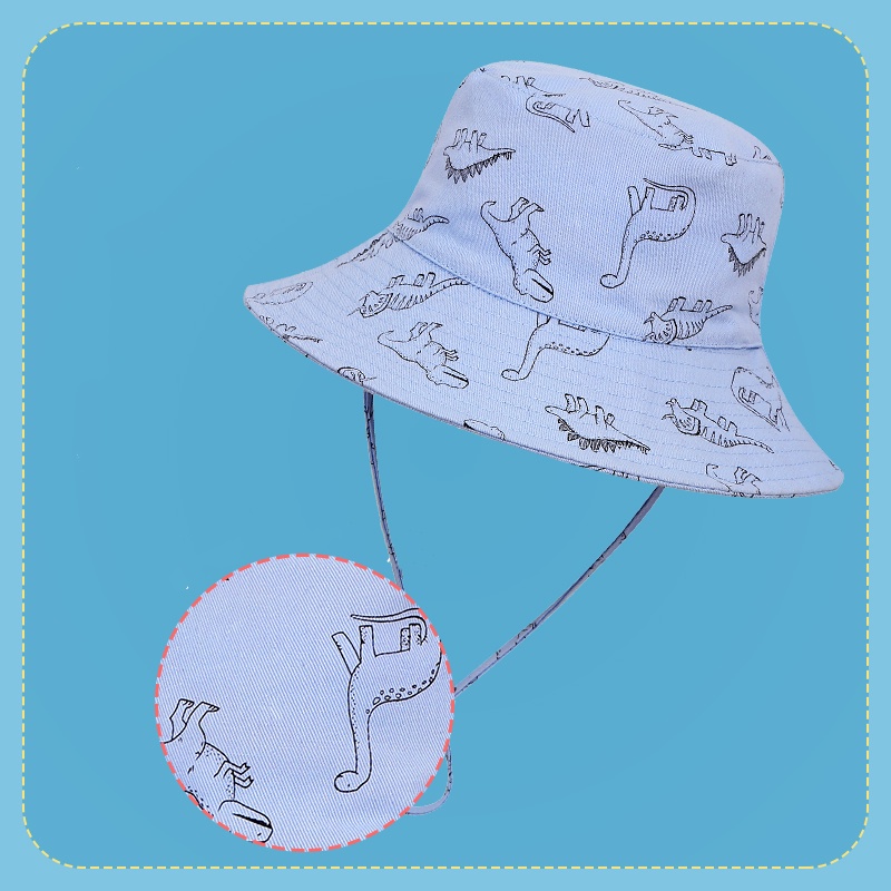 Nón Tai Bèo Mỏng Họa Tiết Khủng Long Đáng Yêu Thời Trang Mùa Hè Dành Cho Trẻ