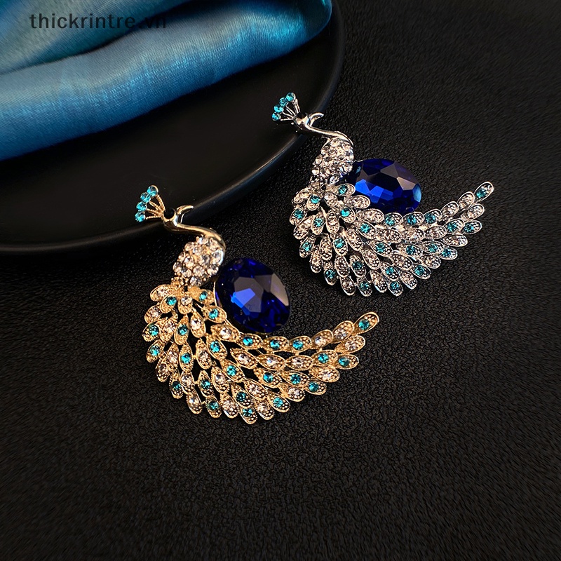 Ghim Cài Áo Hình Con Công Đính Đá Thời Trang Cho Nữ