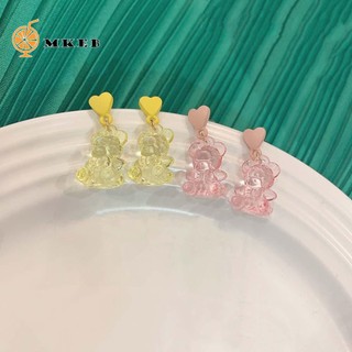 MKEB tai MKEB nhựa resin trong suốt hình gấu nhiều màu sắc cho nữ