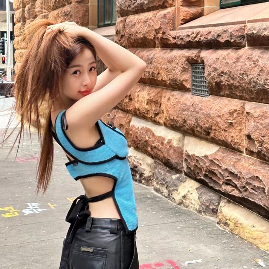 Kliou Áo Tank Top Hai Dây Hở Lưng Dáng Ôm Gợi Cảm Hàng Mới Y2K 2023