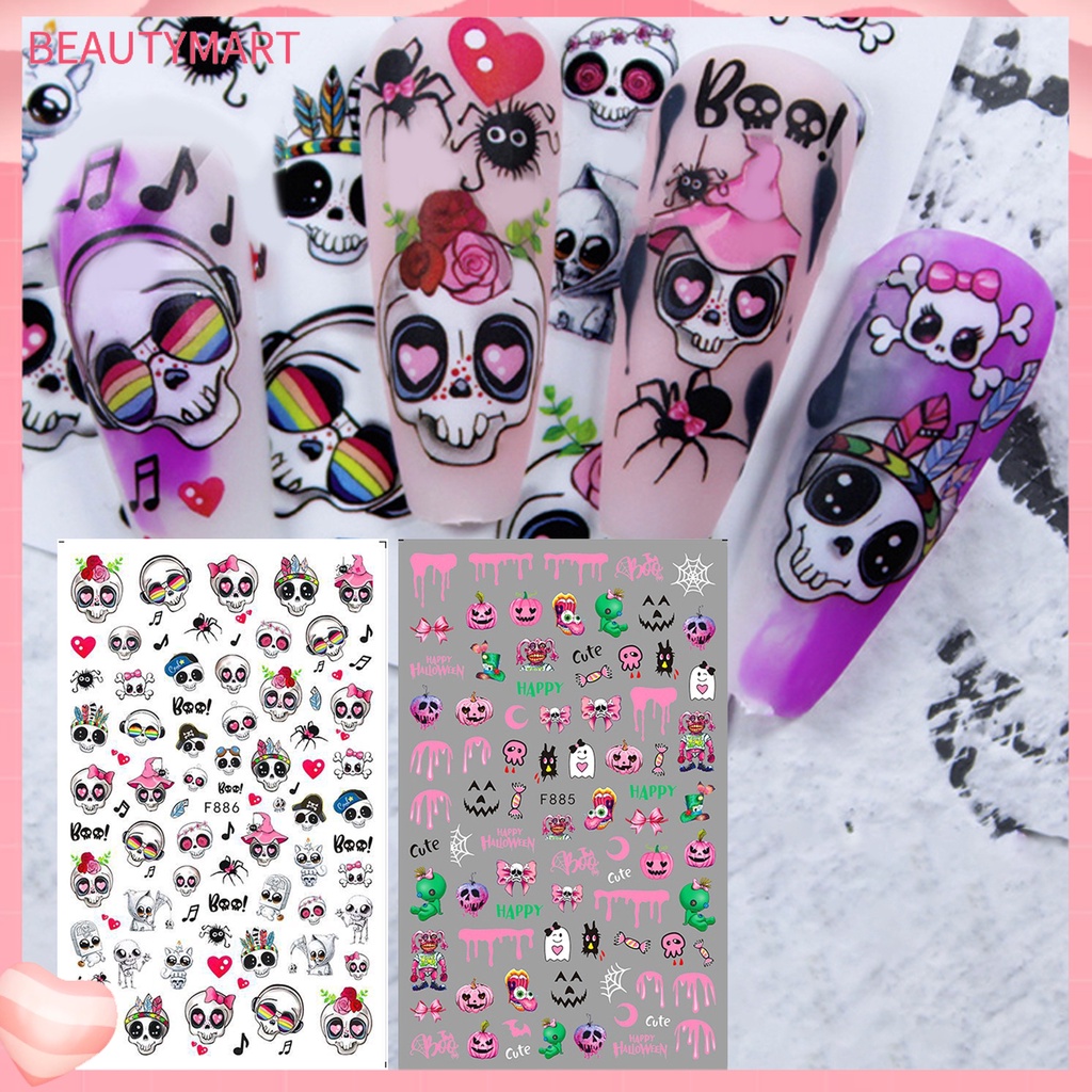 Miếng Dán Trang Trí Móng Tay Tự Dính Không Phai Họa Tiết Halloween