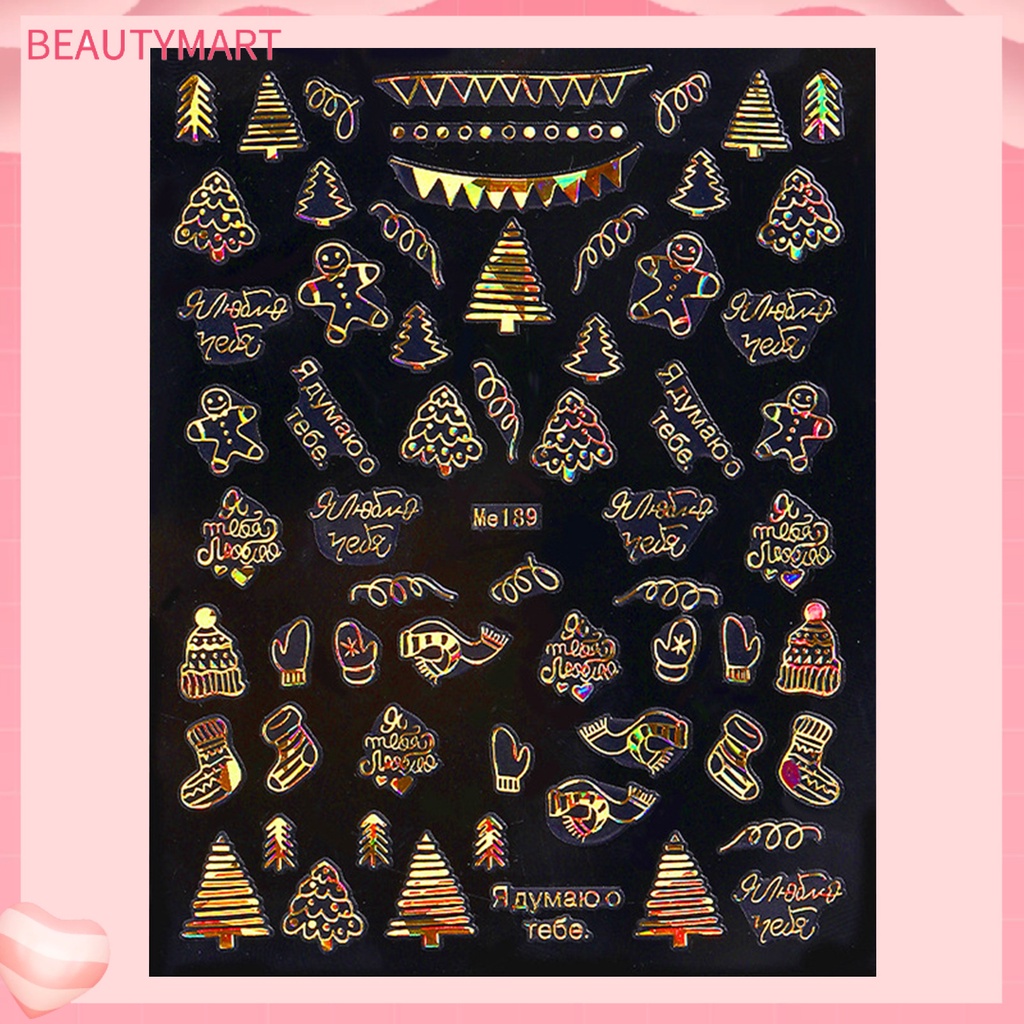 Nhãn Dán Móng Tay Tự Dính Siêu Mỏng Chủ Đề Giáng Sinh 3D DIY