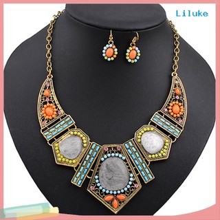 Bộ vòng cổ + đôi khuyên tai phong cách boho thời trang cho nữ