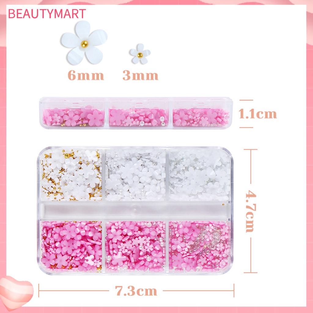 Hộp 6 Ngăn Đựng Hoa Trang Trí Móng Tay Nghệ Thuật Bằng Nhựa Resin Nhỏ Gọn Sành Điệu