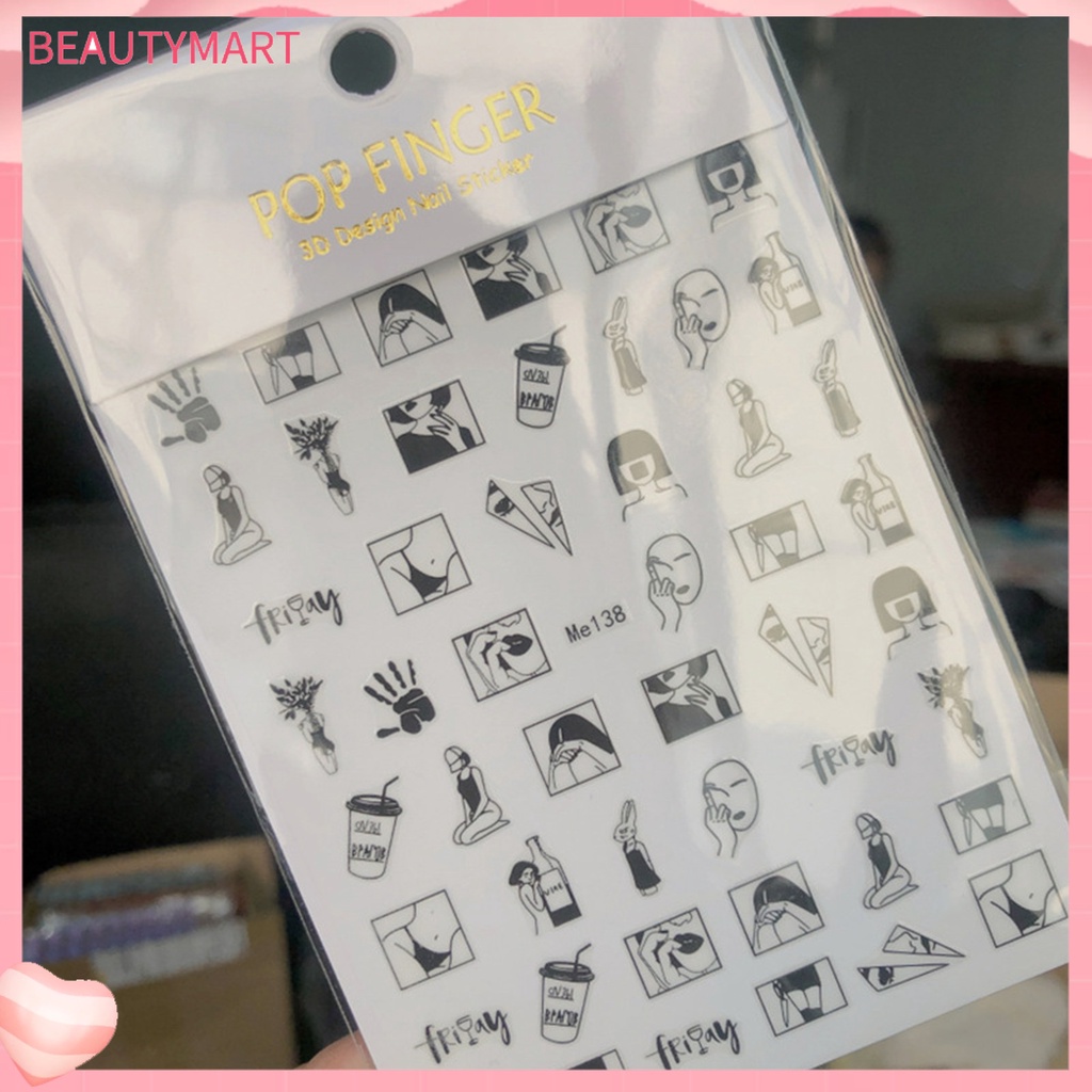 Nhãn Dán Móng Tay Móng Chân Tự Dính Họa Tiết Cô Gái Gợi Cảm DIY 10 Kiểu Tùy Chọn