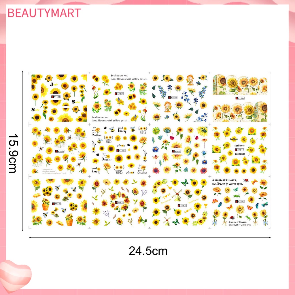 Miếng Dán Trang Trí Móng Tay Tự Dính Hình Hoa Hướng Dương Tinh Tế