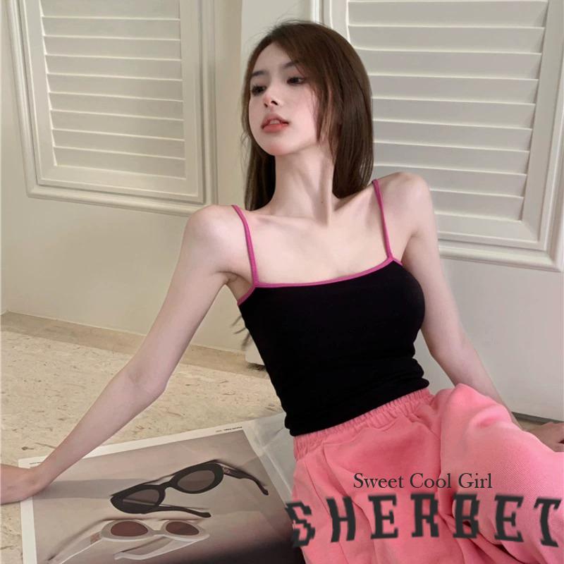 Áo Hai Dây LAA8 Màu Sắc Tương Phản Thời Trang Mùa Hè Quyến Rũ Cho Nữ