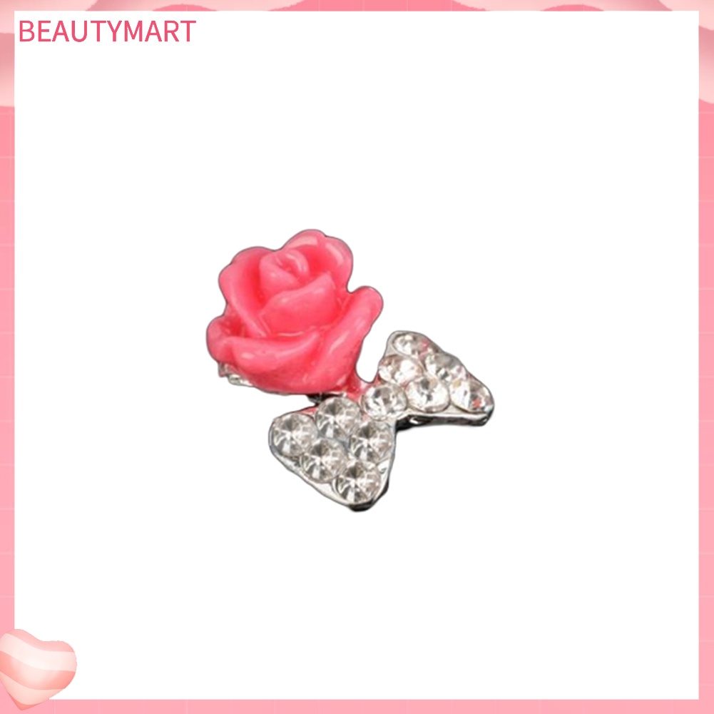 Bộ 10 Miếng Dán Móng Tay Họa Tiết Hoa Đính Đá Lấp Lánh Thời Trang DIY