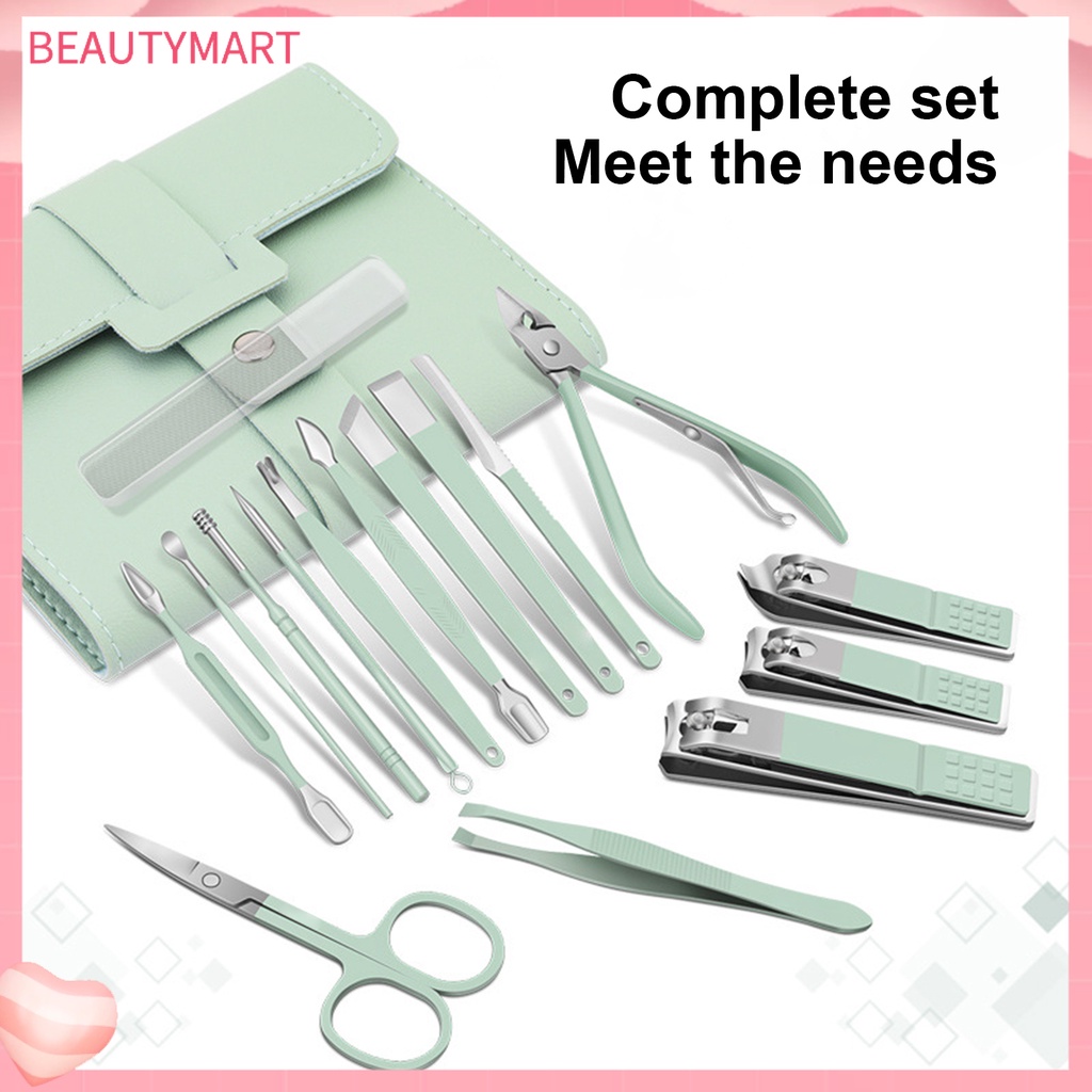 Bộ 16 Dụng Cụ Chăm Sóc Móng Tay / Lông Mày Chuyên Nghiệp Bằng Thép Không Gỉ