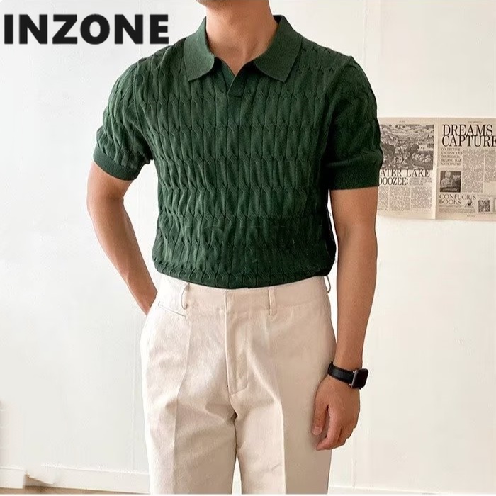 Áo polo Dệt Kim Tay Ngắn Dáng Ôm Co Giãn Thời Trang Cao Cấp Cho Nam