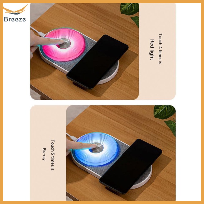 Đế Sạc Nhanh Không Dây Usb 2 Trong 1 Có Đèn Nhiều Màu Sắc Tương Thích Với Huawei